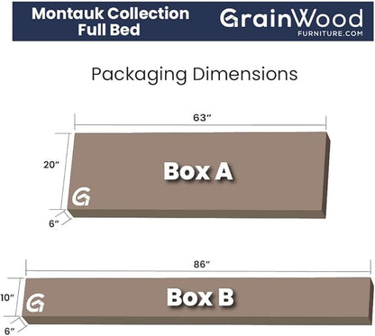 Grain Wood Furniture Montauk Solid Wood Bed, Full Size, Rustic Walnut