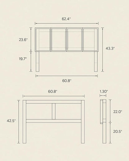 62.4" Wide Headboard Only, Queen Size Wooden Headboard Modern Farmhouse Wall Mount Headboard for Bedroom, Natural Oak