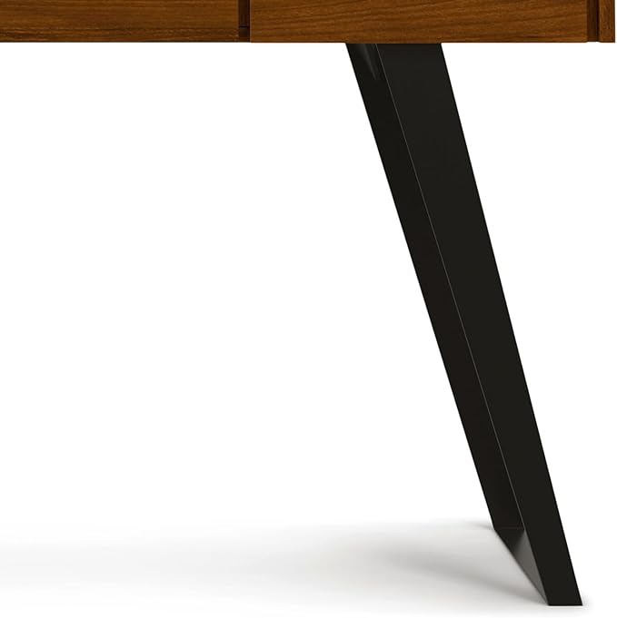SIMPLIHOME Lowry Desk - 54-Inch Wide Solid Walnut Veneer and Metal Writing Desk, Modern Industrial Home Office Computer Table for Workspace with 2 Drawers and Flip-Down Keyboard Tray