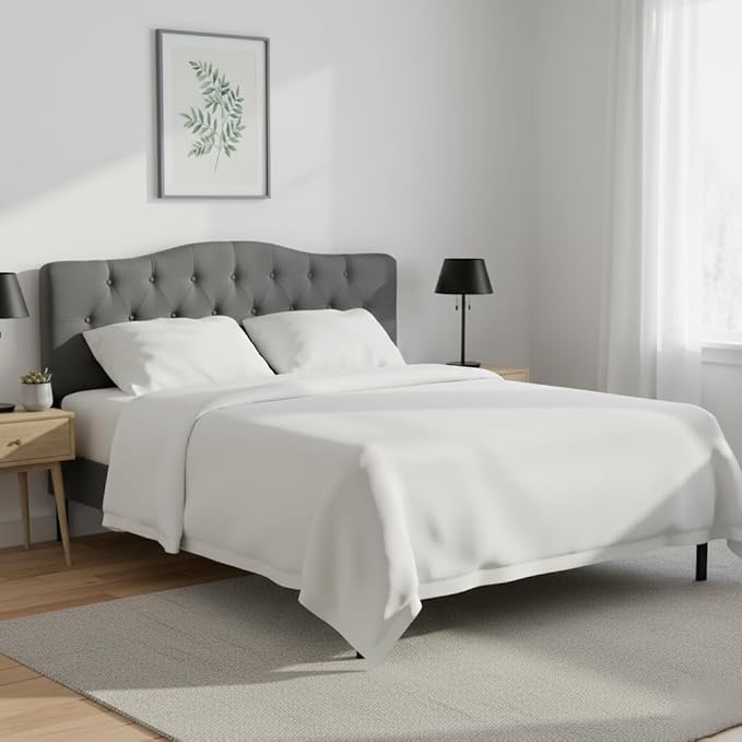 Naomi Home Cassandra Queen Tufted Headboard, Upholstered in Durable Linen Fabric – Premium Foam Cushioning, Adjustable Height, Floating Wall or Bed Frame Mount, Compatible with Adjustable Beds