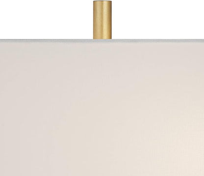 Possini Euro Design Montrose 31 3/4" Tall Sculpture Large Modern Glam Luxury End Table Lamp Pull Chain Gold Finish Marble Single Off-White Shade Living Room Bedroom Bedside Nightstand House Office