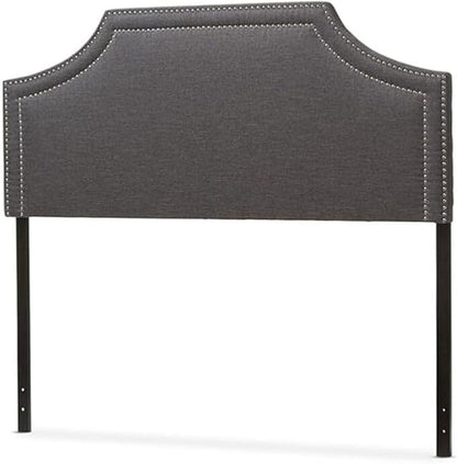 Urban Upmarket Modern and Contemporary Fabric Upholstered Headboard, Nailded Trim Head Board Grey/Queen