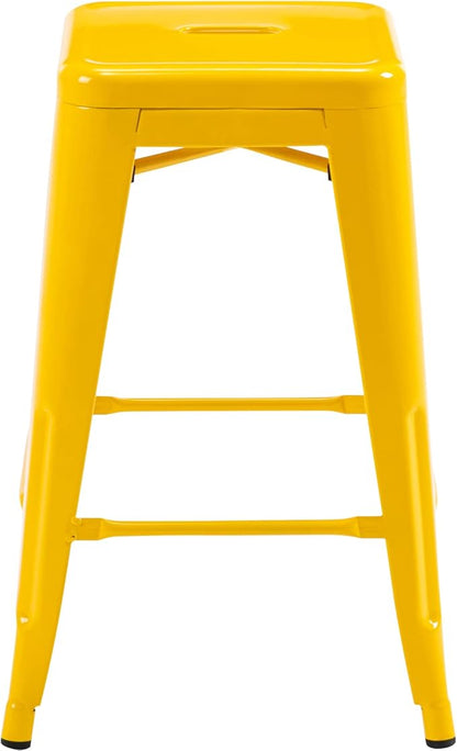 Vogue Furniture Direct 24" High Bar Stools Backless Yellow Metal Barstools Indoor-Outdoor Counter Height Stools with Square Seat, Set of 4 - VF1571019-4