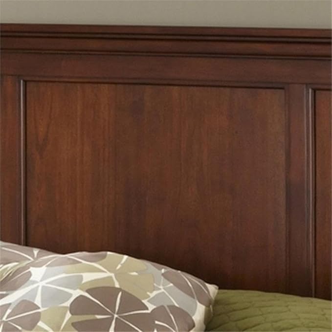 BOWERY HILL 52" x 82" Traditional Wood King Headboard with Recessed Frame Moldings and Carved Detailed, Some Assembly Required, in Warm Cherry Brown Finish