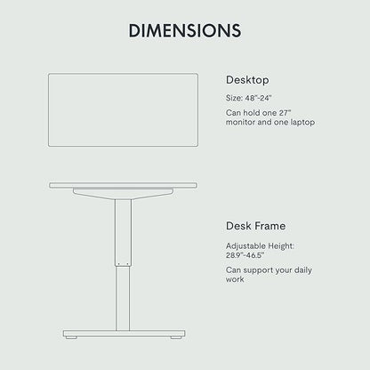 FLEXISPOT EN1 One-Piece Standing Desk 48 x 24 Inches Electric Stand Up Desk for Home Office (Black Frame + 48" Black Top)