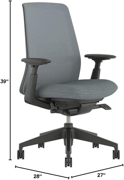 Haworth Soji Office Chair with Ergonomic Adjustments and Lumbar Support, Flexible Mesh Back (Mist)