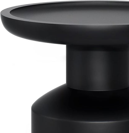 SIMPLIHOME Haynes End Table - 16 inch Wide Solid Mango Wood Round Accent Table with Sculptural Pedestal Base in Black, Boho Nightstand or Lamp Stand for Living Room or Bedroom, Assembled