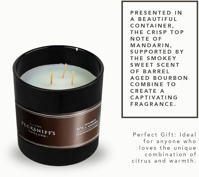 Pecksniff's Bourbon and Mandarin Candle | 3 Wicks, 515g /18.16oz