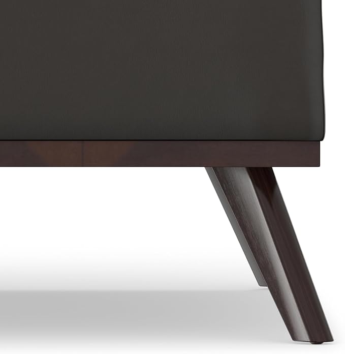 SIMPLIHOME Owen 36 inch Wide Mid Century Modern Square Coffee Table Storage Ottoman in Tanners Brown Vegan Faux Leather, Assembled, for the Living Room, Entryway and Family Room