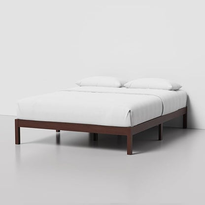 LIFEMENT Classic Wood Platform Bed Frame, Essential, Noise Free, Under Bed Storage, No Box Spring Needed, Easy Assembly (Walnut, Queen (U.S. Standard))