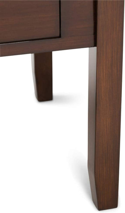 SIMPLIHOME Artisan Coffee Table - 46 inch Wide Solid Wood Transitional Cocktail Table in Russet Brown, Classic Living Room Table with 2 Drawers, Open Shelf, and Square Brushed Nickel Knobs