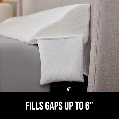 GORILLA GRIP Patent Pending Bed Wedge Pillow Headboard Gap Filler, US Designed, Comfortable Supportive High Density Foam Pillows, Stay in Place Gripping Dots, Wedges Between Mattress, Full Size White