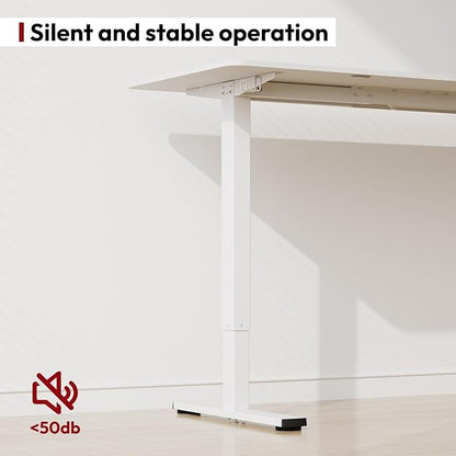 SANODESK Electric Standing Desk 55x24 Inch Height Adjustable Stand Up Desk Home Office Computer Workstation Sit Stand Home Office Desk with Splice Board (White Frame + White Top)