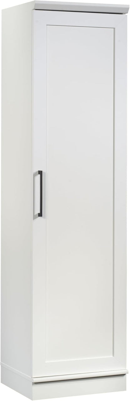 Sauder HomePlus Narrow Pantry Storage Cabinet Slim Single Door with Adjustable Shelves, Kitchen Laundry Bathroom Storage Cabinet, in Soft White
