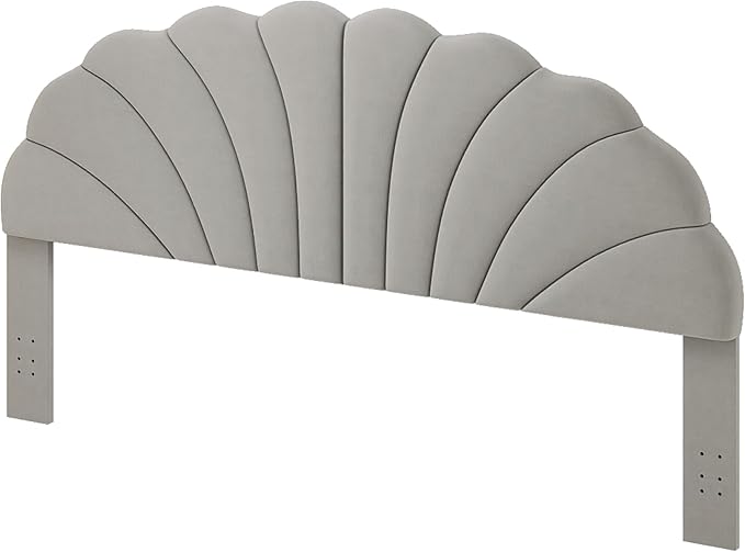 King Size Headboard Only, Petal Wall Mount Headboard King/California King Size for Adjustable Bed Velvet Upholstered Head Board Easy Assembly, Gray