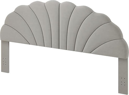 King Size Headboard Only, Petal Wall Mount Headboard King/California King Size for Adjustable Bed Velvet Upholstered Head Board Easy Assembly, Gray