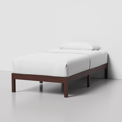 LIFEMENT Classic Wood Platform Bed Frame, Essential, Noise Free, Under Bed Storage, No Box Spring Needed, Easy Assembly (Walnut, Twin)