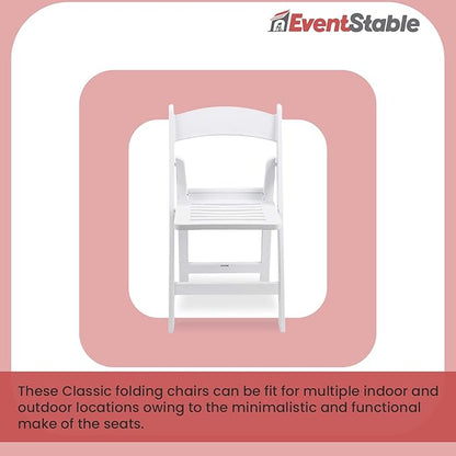 EventStable Titan PRO Resin Folding Chair - 4 Pack Slatted Seat for Weddings Parties Indoor/Outdoor Lightweight