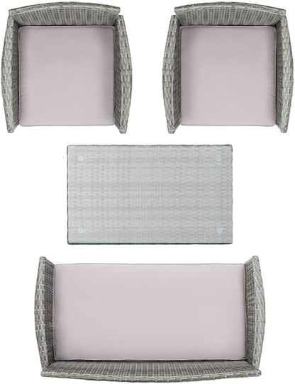 SAFAVIEH PAT7506B Collection Bandele Grey 4-Piece Outdoor Living Patio Set