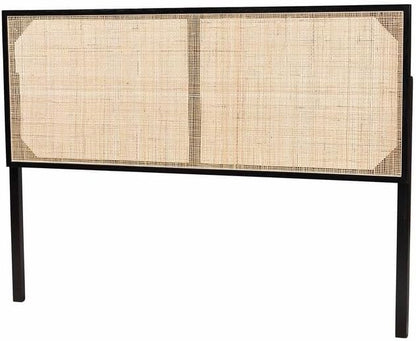 Rustic Romance Modern Bohemian Black Finished Bayur Wood and Natural Size Headboard 62.2L x 2D x 40.2H Inches Adjustable Height Traditional Design