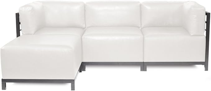Howard Elliott Axis Chair with Cover for Both Indoor & Outdoor Seating, Cushioned Chair & Seating Titanium Frame Chair for Living Room, Office and Bedroom, 30.5 x 32.5 x 30 Inches, Avanti White