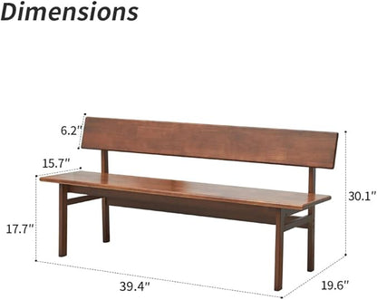 Outdoor Indoor Bench, 39.3" Patio Garden and Balcony Wooden Bench, Weatherproof Sturdy Wood Garden Bench with Seat for Porch, Park, Backyard, 2-Person Walnut Loveseat with Backrest