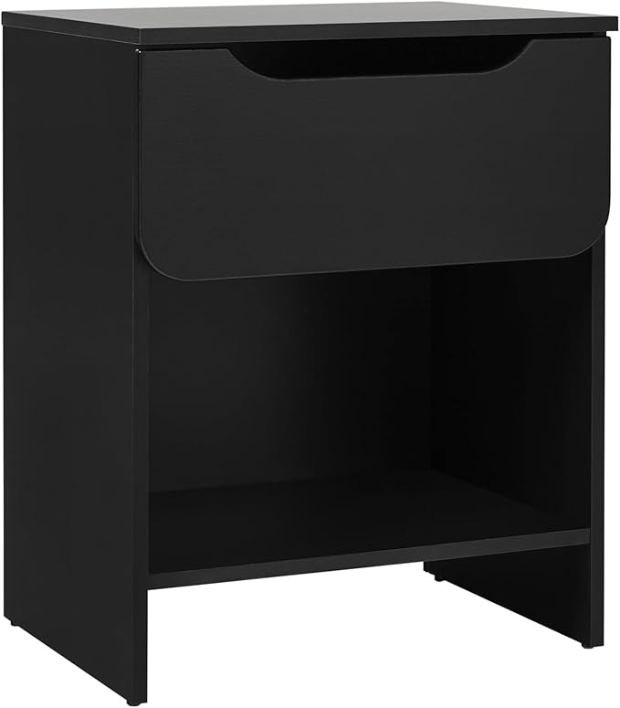Walker Edison Greyer Modern 1-Drawer Simple Nightstand, 20 Inch, Black