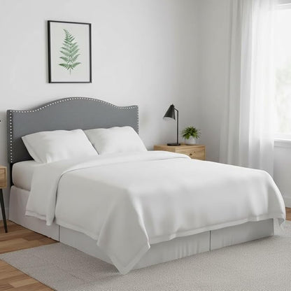 Naomi Home Catalina Queen Headboard – Adjustable Linen Upholstered Tufted Panel with 12 Height Settings, Wall-Mount or Bed Frame Mount, Sturdy Wood Frame, Nailhead Trim – Light Gray