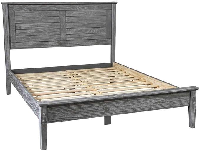 Grain Wood Furniture Greenport Solid Wood Platform Bed, Queen Size, Brushed White