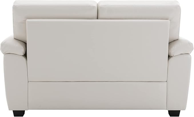 Morden Fort Faux Leather Chair and Loveseat Set, Modern Luxury Furniture with Removable and Easy to Clean Cushions, Skin-Friendly Wide Arm for Living Room Apartment Office Lounge, White