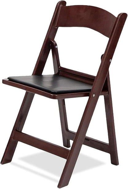 EventStable Titan PRO Resin Folding Chair - Mahogany Indoor/Outdoor Lightweight Folding Chair with Vinyl Padded for Weddings Parties Events - 50 Pack