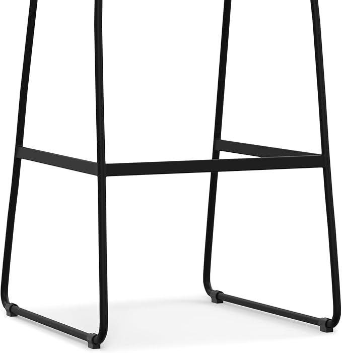 SIMPLIHOME Danika Bar Stools (Set of 2) - 29 inch Seat Height Upholstered Metal Bar Chairs in Distressed Charcoal Grey Vegan Faux Leather, Mid Century Seating for Kitchen with Tufted Pillow-Top Seat