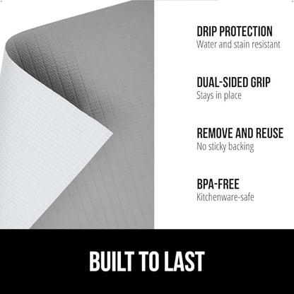 GORILLA GRIP DripGuard Shelf Liner, Non Adhesive Drawer and Kitchen Cabinet Protector, Slip Resistant BPA Free Smooth Surface Plastic Liners for Cabinets, Bathrooms, Closets, 12x240 Inch, Gray