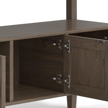 SIMPLIHOME Lev SOLID WOOD 48 Inch Wide Contemporary Console Table in Smoky Brown, For the Living Room, Entryway and Bedroom