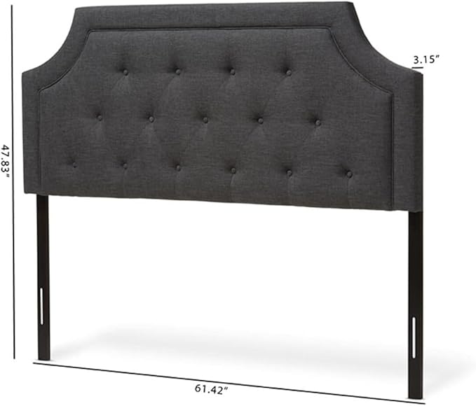 Maykoosh Adjustable Wood Post Headboard - Button Tufted Upholstered Bedroom Headboard King/Dark Gray