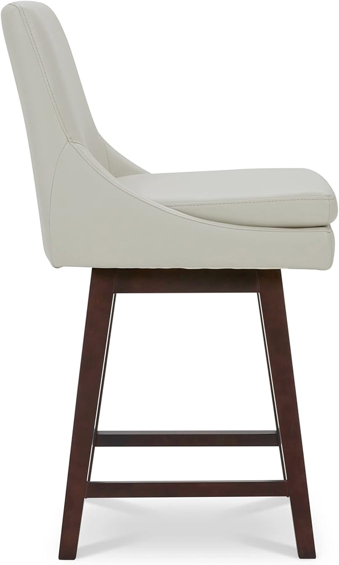CHITA Counter Height Swivel Barstool, FSC Certified Upholstered Bar Stool, 26.8" H Seat Height, PU Leather in Creamy Gray