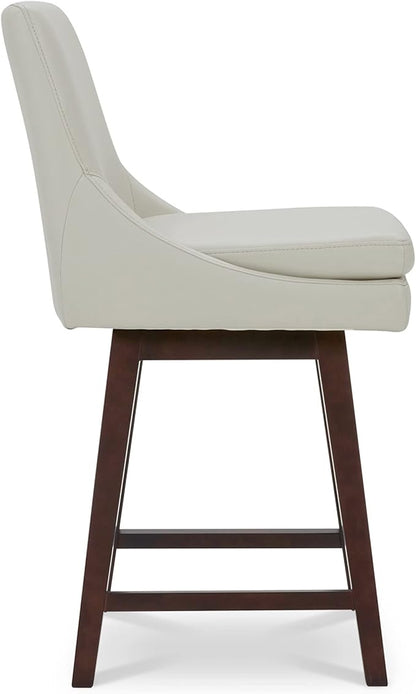 CHITA Counter Height Swivel Barstool, FSC Certified Upholstered Bar Stool, 26.8" H Seat Height, PU Leather in Creamy Gray