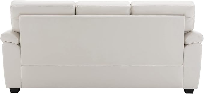 Morden Fort Faux Leather Chair, Loveseat and 3 Seater Sofa Set, Modern Luxury Furniture with Removable and Easy to Clean Cushions, Skin-Friendly Wide Arm for Living Room Apartment Office, White