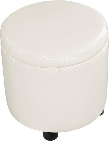 Designs4Comfort Round Accent Storage Ottoman with Reversible Tray Lid
