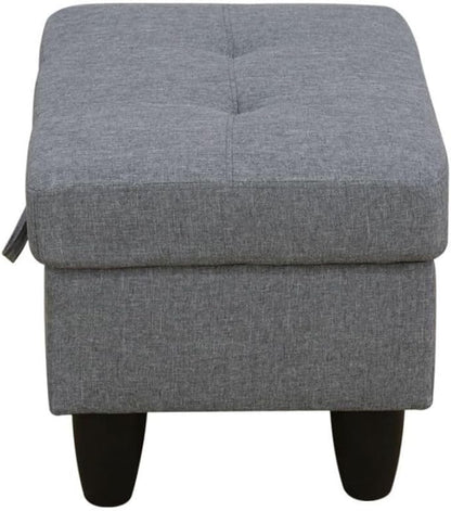 Ottoman Storage Ottoman Bench Linen Footrest Footstool with Hinged Lid for Living Room, Bedroom, Entryway, Black Grey-1, 28.5"X19"X17.5"