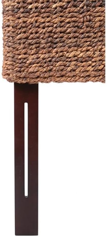 MAKLAINE 62.5" Banana Leaf Panel Headboard in Honey/Dark Brown