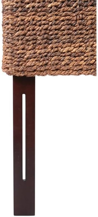 MAKLAINE 78.5" Banana Leaf Panel Headboard in Honey/Dark Brown