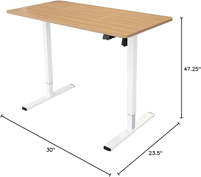 Stand Up Desk Store Electric Compact Standing Desk (Charcoal Frame/Natural Oak Top, 48” Wide)