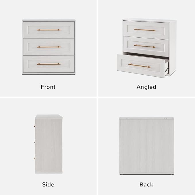 mopio Blake 3 Drawer Dresser for Bedroom, Chest of Drawers, Wood Dresser Organizer, Modern Farmhouse, Tall Night Stand, Enhanced Safety, Sturdy Compliant (1, White Oak, One Size)