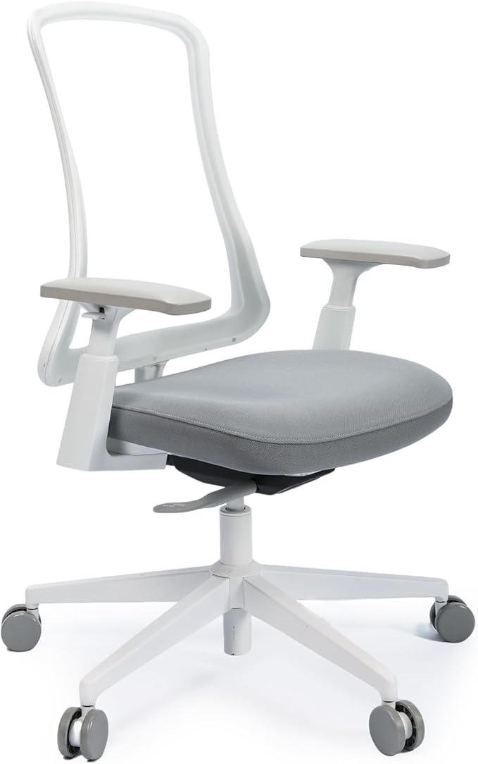 ProtoArc Ergonomic Office Chair - Flexer Desk Chair with Foam Cushion Sliding Seat, Advanced Airflow Mesh, Adjustable Armrest, Swivel Computer Chairs for Home Office - White