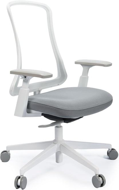 ProtoArc Ergonomic Office Chair - Flexer Desk Chair with Foam Cushion Sliding Seat, Advanced Airflow Mesh, Adjustable Armrest, Swivel Computer Chairs for Home Office - White