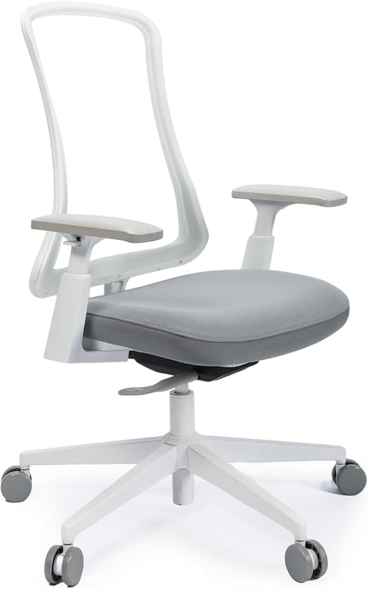 ProtoArc Ergonomic Office Chair - Flexer Desk Chair with Foam Cushion Sliding Seat, Advanced Airflow Mesh, Adjustable Armrest, Swivel Computer Chairs for Home Office - White