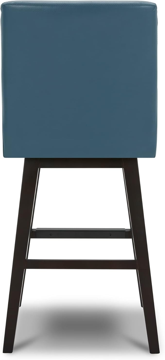 CHITA Counter Height Swivel Bar Stools Set of 4, FSC Certified Upholstered Faux Leather Barstool Chairs with Back, 26.8" H Seat Height, PU Leather in Dark Blue