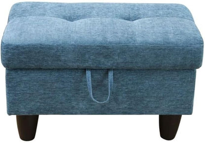 Ottoman Storage Ottoman Bench Flannel Footrest Footstool with Hinged Lid for Living Room, Bedroom, Entryway, Blue, 28.5"X19"X17.5"