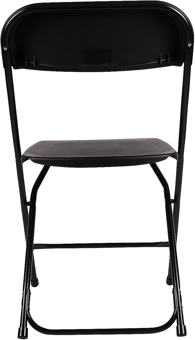BTEXPERT Set of 2,Black Plastic Folding Chair Steel Frame Commercial High Capacity Event Chair Lightweight Set for Office Wedding Party Picnic Kitchen Dining Church School
